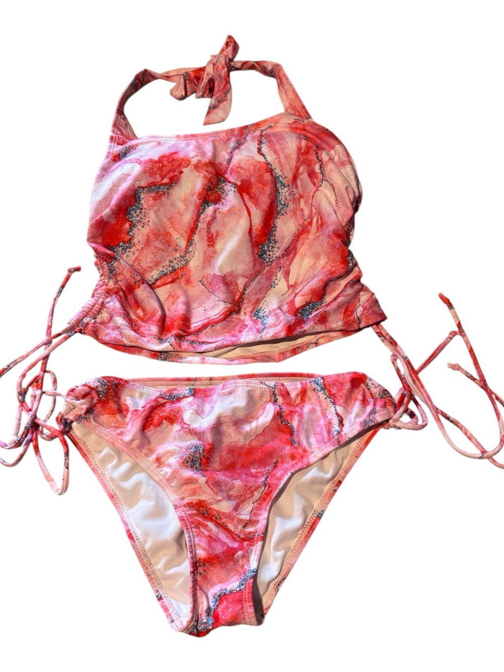 Pink Marble Tankini Set - Two-Piece Bikini